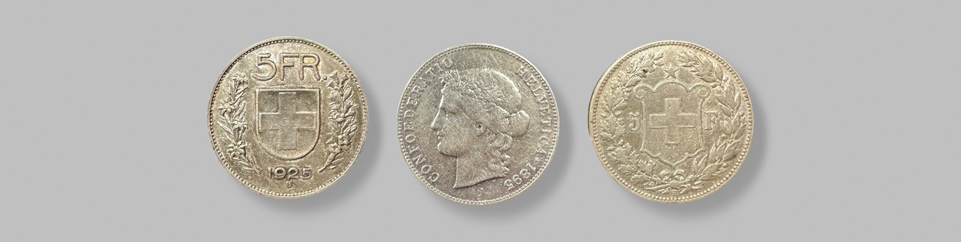 Numismatik, Mnze Schweiz, 5 Fr., 1925 +1895.